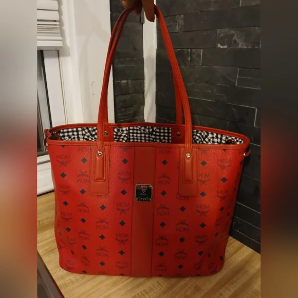MCM Authentic Red & Black Tote Like New  (Stunning) - Picture 2 of 12